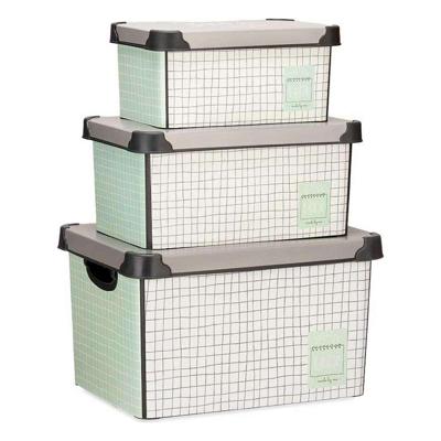 Set van opstapelbare opbergboxen Kipit Home Plastic Afgedrukt