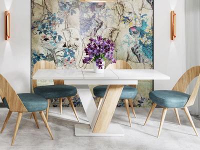 Verlengbare eettafel MASOV 120>160 cm hoogglans wit/sonoma eik Verlengbare eettafel MASOV 120>160 cm hoogglans wit/sonoma eik