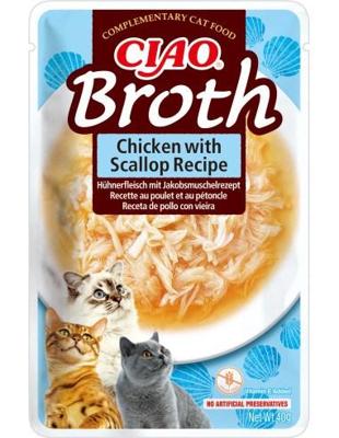 INABA Ciao Broth Chicken & Scallop - Kattensnoepje - 40g