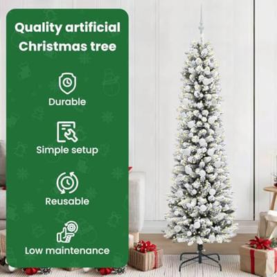 Kunstkerstboom met 300 LED Wit 210 cm PVC en Metaal en Plastic