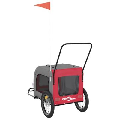 VidaXL Hondenfietstrailer oxford stof en ijzer rood en grijs