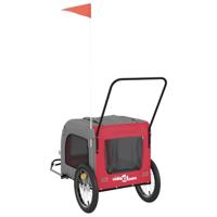 VidaXL Hondenfietstrailer oxford stof en ijzer rood en grijs - thumbnail
