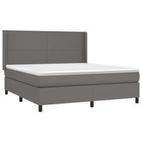 Boxspring met matras en LED kunstleer grijs 180x200 cm - thumbnail