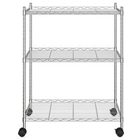 Opbergrek met wielen 3-laags 150 kg 60x35x81 cm chroomkleurig - thumbnail