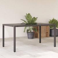 Tuintafel met glazen blad 150x90x75 cm poly rattan zwart - thumbnail