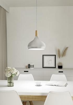 Eglo Moderne hanglampSabinar 28cm RVS met houtbruin - 901181 - thumbnail