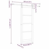 Schuifdeur met Bevestigingsset 78x211 cm Massief Houten Den - thumbnail