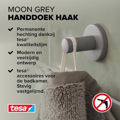 tesa MOON GREY Handdoekhaak Lijm Metaal