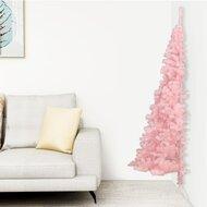 VidaXL Kunstkerstboom met standaard half 180 cm pvc roze