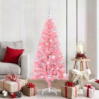 VidaXL Kerstboom met 150 led met standaard roze 150 cm pvc - thumbnail