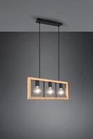 Trio HanglampAgra 3-lichts hout met zwart - 313800332 - thumbnail