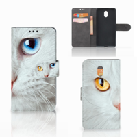 Nokia 3 Telefoonhoesje met Pasjes Witte Kat - thumbnail