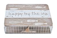 Decoratieve Doos DKD Home Decor Wit Bruin Hout Metaal Spiralen Mediterrane - thumbnail