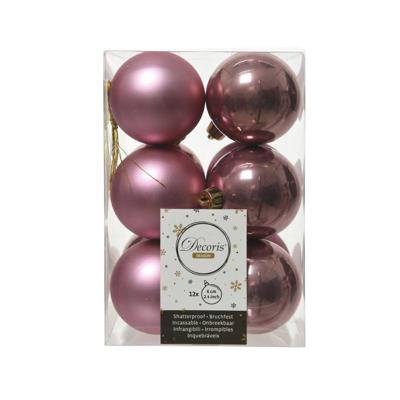 Decoris kerstballen plastic 12st roze 6cm Decoris kerstballen plastic 12st roze 6cm