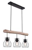 Globo HanglampMina zwart met hout 3-lichts - 15326-3N - thumbnail