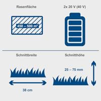 Scheppach Accu Grasmaaierset 2x20V BC-MP380-X (met 2 accu&apos;s) - 5911414400 - thumbnail