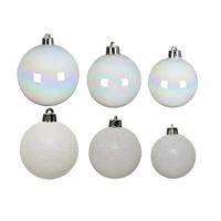 Kerstbal plastic glans mat glitter assorted wit/iris Decoris - Decoris - thumbnail