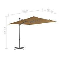 VidaXL Zweefparasol met stalen paal 250x250 cm taupe - thumbnail