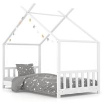 Kinderbedframe massief grenenhout wit 70x140 cm - thumbnail