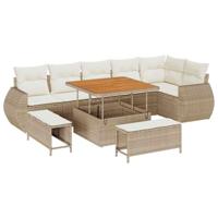Tuinbankenset 9 pcs Beige poly rattan - thumbnail