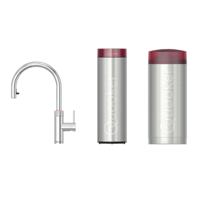 Quooker Flex Round Keukenkraan Set - Kokend Warm- en Koud Water - Uittrekbare Slang - Chroom - met COMBI Reservoir & CUBE - Direct Gekoeld Bruisend Water - thumbnail