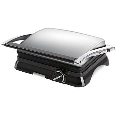 RVS Contactgrill 2000W - Tosti Ijzer met Cool Touch Handgreep - Zwart/Zilver