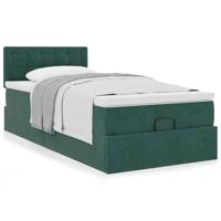 Ottoman bed met matras 90x200cm fluweel donkergroen - thumbnail