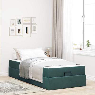 Bedframe met matras met opslag Donkergroen 90 x 190 cm Fluweel