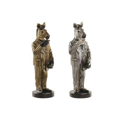 Decoratieve figuren Home ESPRIT Gouden Zilverkleurig Zebra Loft (2 Stuks)
