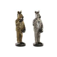 Decoratieve figuren Home ESPRIT Gouden Zilverkleurig Zebra Loft (2 Stuks) - thumbnail