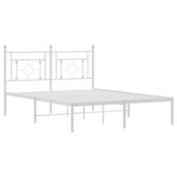 Bedframe met hoofdbord metaal wit 140x200 cm - thumbnail