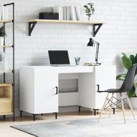 Bureau 140x50x75 cm bewerkt hout wit - thumbnail