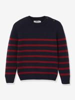 Gestreept trui voor jongens met voornamelijk wol CYRILLUS marineblauw - thumbnail