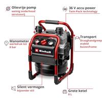 Einhell Professional SILENZZO 36/21 Accucompressor 8 bar 2 cilinders - thumbnail