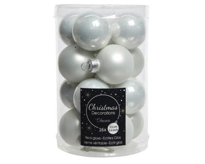 16 Glazen balletjes 35 mm winter wit KSD Decoris - Decoris