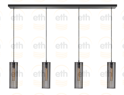 ETH hanglamp Birdy 4 lichts balk - zwart