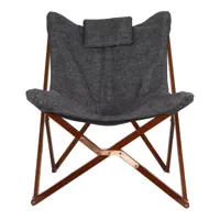 Vlinderstoel hout antraciet - thumbnail