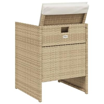 Tuinstoelen 4 st met kussens poly rattan beige - thumbnail