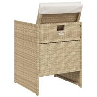Tuinstoelen 4 st met kussens poly rattan beige - thumbnail
