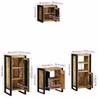 Badkamermeubelset met plank 4 pcs Bruin Massief Mango Hout - thumbnail