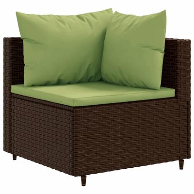 6-delige Loungeset met kussens poly rattan bruin - thumbnail
