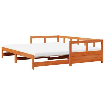 Slaapbank onderschuifbed matras 80x200 cm grenenhout wasbruin