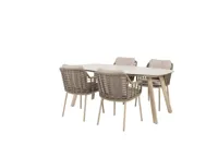 Manolo 180x95x75 cm met 4x Puglia dining stoel latte - thumbnail