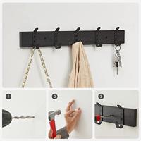 Langwerpige Kapstok met 5 Dubbele Haken, Zwart - thumbnail
