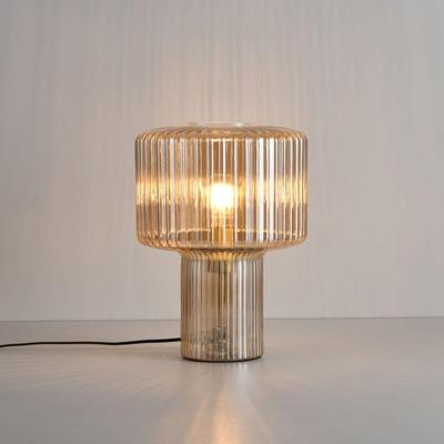 Tafellamp Ferano ambra - E27-fitting - 25W - Geheel van geribbeld glas - IP20 voor binnen Tafellamp Ferano ambra - E27-fitting - 25W - Geheel van geribbeld glas - IP20 voor binnen