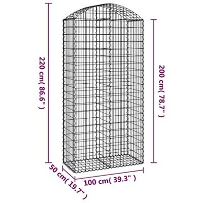 Schanskorf gewelfd 100x50x200/220 cm gegalvaniseerd ijzer