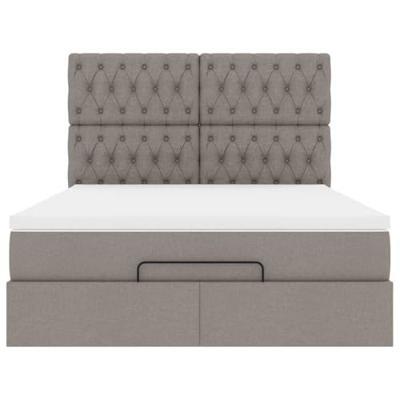 Ottoman bed met matras en LED's 140x190cm stof taupe