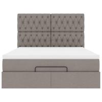 Ottoman bed met matras en LED's 140x190cm stof taupe - thumbnail