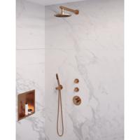 Brauer Copper Edition Thermostatische Regendoucheset Inbouw - Hoofddouche 20 cm - Rechte Wandarm - Handdouche Staaf - Doucheslang - Wandaansluitbocht - thumbnail