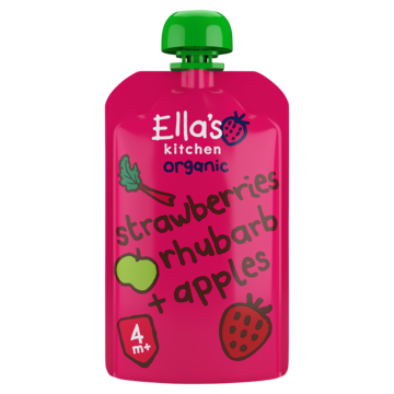 Ella's Kitchen Strawberry rhubarb & apples 4+ mnd knijpz bio 120 Gram